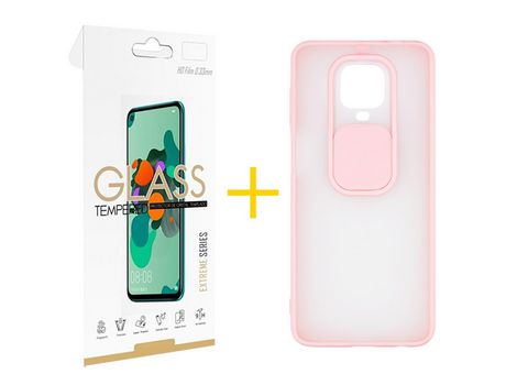 Pack 1 Película 2.5D + Funda SKYHE por Xiaomi Redmi Note 9 Pro Gel Protteción Cámara Rosa