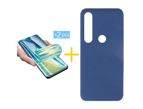 Pack 2 Películas + Funda SKYHE por Huawei P Smart 2019 Silicona Líquida Azul