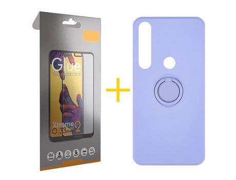 Pack 1 Película Full + Funda SKYHE por Huawei P Smart 2019 Gel O-Ring Morado