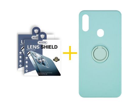 Pack 2 X Protector de Cámara trasera + Funda ACCETEL para Samsung Galaxy A20s Gel O-Ring Verde-Agua