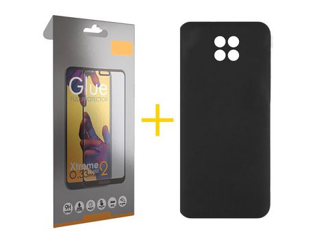 Pack 1 Película Full + Funda SKYHE por Xiaomi Redmi Note 9T Silicona Líquida Negro