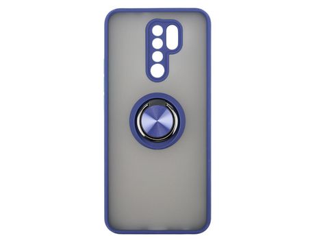 Funda ACCETEL para Xiaomi Redmi 9 Gel Bumper con Anillo Azul