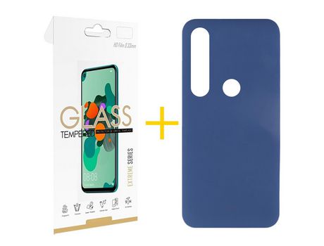 Pack 1 Película 2.5D + Funda SKYHE por Huawei P Smart 2019 Silicona Líquida Azul