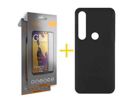 Pack 2 X Protector de Vidrio Templado Full + Funda ACCETEL para Huawei P Smart 2019 Silicona Líquida Negro