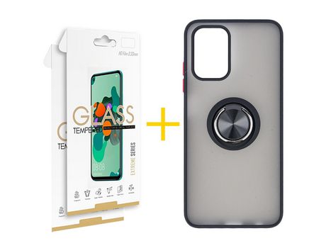 Pack 2 Películas 2.5D + Funda SKYHE por Xiaomi Redmi Note 10S Gel Bumper con Anillo Negro
