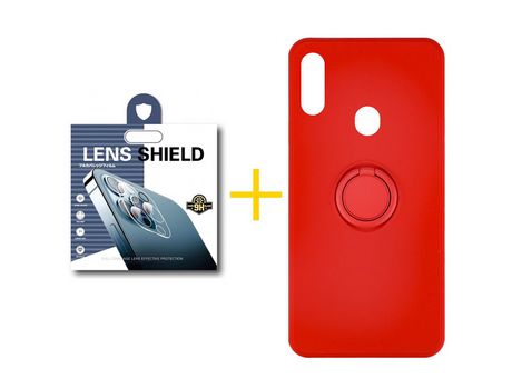 Pack 1 Película de Cámara trasera + Funda SKYHE por Samsung Galaxy A20s Gel O-Ring Rojo