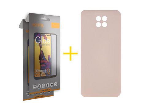 Pack 2 X Protector de Vidrio Templado Full + Funda ACCETEL para Xiaomi Redmi Note 9T Silicona Líquida Rosa