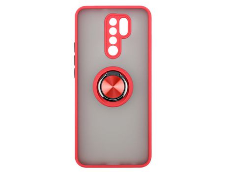 Funda ACCETEL para Xiaomi Redmi 9 Gel Bumper con Anillo Rojo
