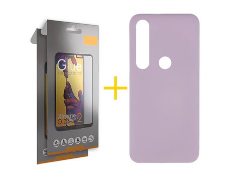 Pack 2 Películas Full + Funda SKYHE por Huawei P Smart 2019 Silicona Líquida Morado
