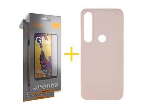 Pack 2 X Protector de Vidrio Templado Full + Funda ACCETEL para Huawei P Smart 2019 Silicona Líquida Rosa