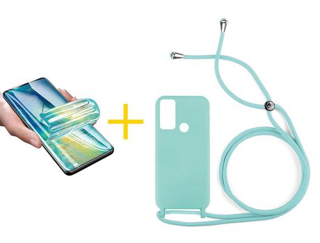 Pack 1 Película + Funda SKYHE por Huawei P Smart 2019 Gel con Cordón Agua Verde