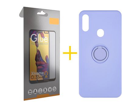 Pack 1 Película Full + Funda SKYHE por Samsung Galaxy A20s Gel O-Ring Morado