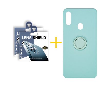 Pack 2 Películas de Cámara trasera + Funda SKYHE por Samsung Galaxy A20s Gel O-Ring Verde-Auga