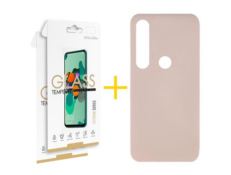 Pack 2 Películas 2.5D + Funda SKYHE por Huawei P Smart 2019 Silicona Líquida Rosa