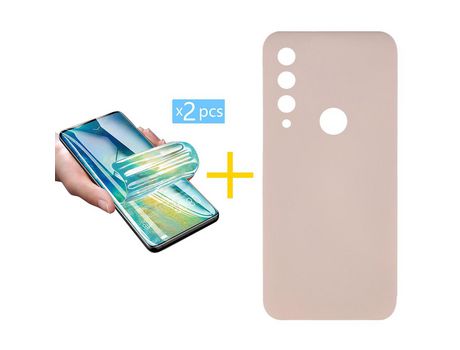 Pack 2 Películas + Funda SKYHE por Huawei Y6P Silicona Líquida Rosa