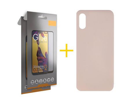 Pack 2 Películas Full + Funda SKYHE por Xiaomi Redmi 9A Silicona Líquida Rosa