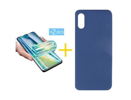 Pack 2 Películas + Funda SKYHE por Xiaomi Redmi 9A Silicona Líquida Azul