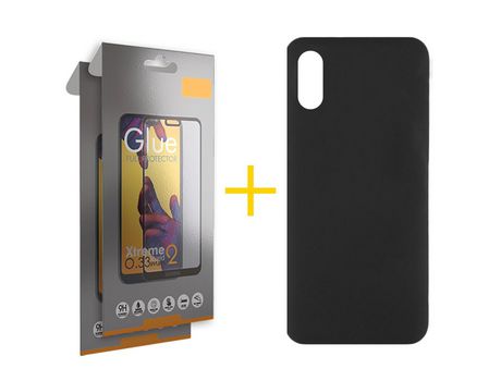 Pack 2 Películas Full + Funda SKYHE por Xiaomi Redmi 9A Silicona Líquida Negro