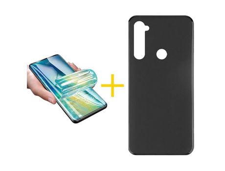 Pack 1 Película + Funda SKYHE por Xiaomi Redmi Note 8 Silicona Liso Negro