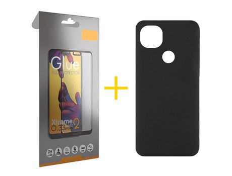 Pack 1 Película Full + Funda SKYHE por Xiaomi Redmi 9C NFC Silicona Líquida Negro