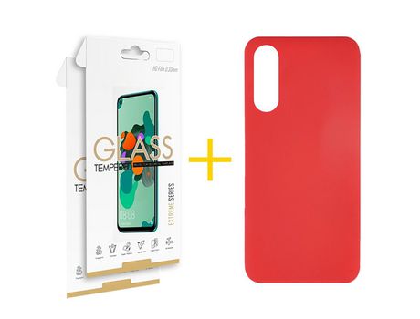 Pack 2 Películas 2.5D + Funda SKYHE por Xiaomi Redmi 9AT Silicona Líquida Rojo