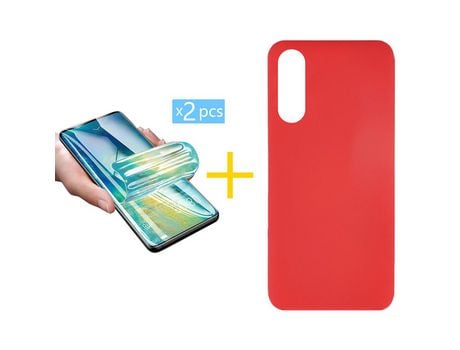 Pack 2 Películas + Funda SKYHE por Xiaomi Redmi 9A Silicona Líquida Rojo