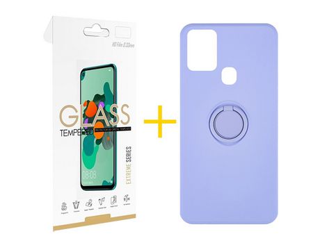 Pack 1 Película 2.5D + Funda SKYHE por Samsung Galaxy A21s Gel O-Ring Morado