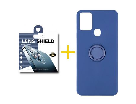 Pack 1 Película de Cámara trasera + Funda SKYHE por Samsung Galaxy A21s Gel O-Ring Azul