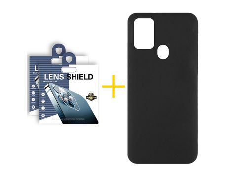 Pack 2 Películas de Cámara trasera + Funda SKYHE por Samsung Galaxy A21s Silicona Líquida Negro