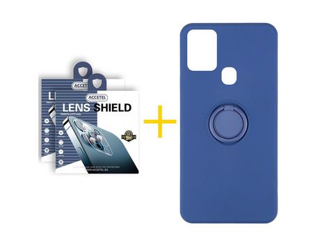 Pack 2 X Protector de Cámara trasera + Funda ACCETEL para Samsung Galaxy A21s Gel O-Ring Azul