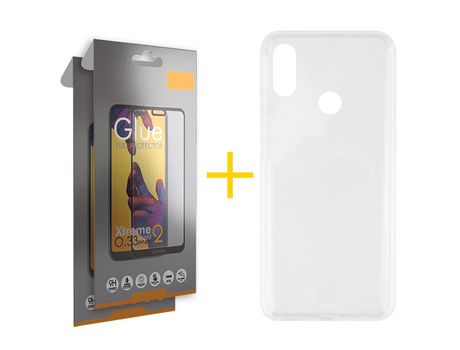 Pack 2 Películas Full + Funda SKYHE por Huawei Y6 2019 Silicona Líquida Incoloro Clear