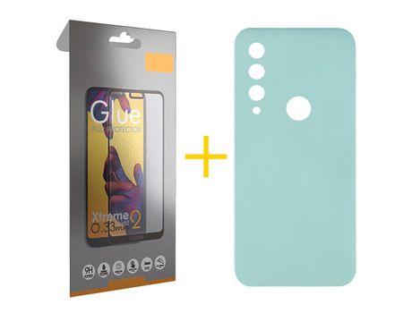 Pack 1 Película Full + Funda SKYHE por Huawei Y6P Silicona Líquida Verde-Água