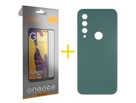 Pack 1 X Protector de Vidrio Templado Full + Funda ACCETEL para Huawei Y6P Silicona Líquida Verde