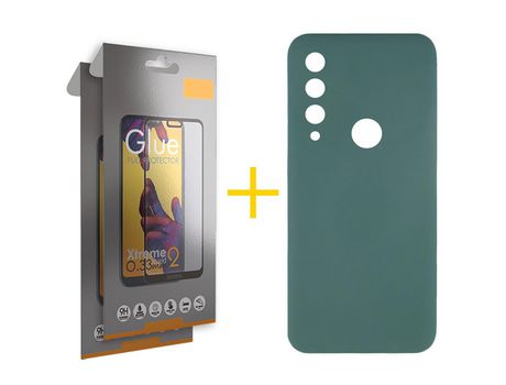 Pack 2 Películas Full + Funda SKYHE por Huawei Y6P Silicona Líquida Verde