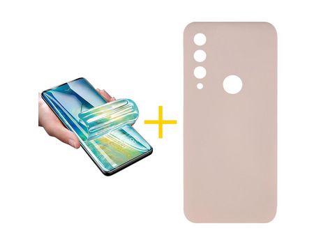 Pack 1 Película + Funda SKYHE por Huawei Y6P Silicona Líquida Rosa