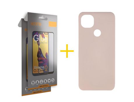 Pack 2 X Protector de Vidrio Templado Full + Funda ACCETEL para Xiaomi Redmi 9C NFC Silicona Líquida Rosa