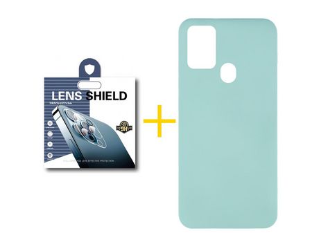 Pack 1 Película de Cámara trasera + Funda SKYHE por Samsung Galaxy A21s Silicona Líquida Verde-Água