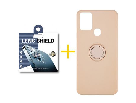 Pack 1 Película de Cámara trasera + Funda SKYHE por Samsung Galaxy A21s Gel O-Ring Rosa Pastel