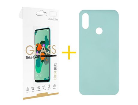 Pack 1 Película 2.5D + Funda SKYHE por Huawei Y6 2019 Silicona Líquida Verde-Água
