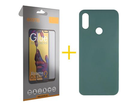 Pack 1 X Protector de Vidrio Templado Full + Funda ACCETEL para Huawei Y6 2019 Silicona Líquida Verde