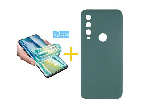 Pack 2 Películas + Funda SKYHE por Huawei Y6P Silicona Líquida Verde