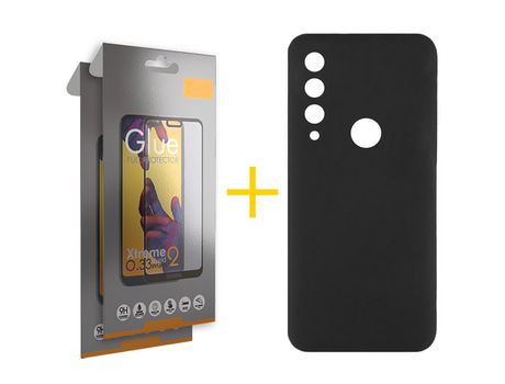 Pack 2 Películas Full + Funda SKYHE por Huawei Y6P Silicona Líquida Negro