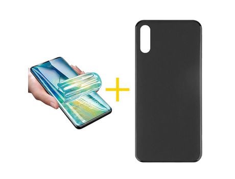Pack 1 X Protector de Vidrio Templado Hidrogel + Funda ACCETEL para Xiaomi Redmi 9A Silicona Liso Negro