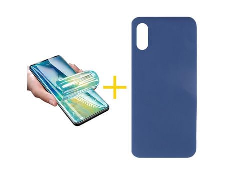 Pack 1 Película + Funda SKYHE por Xiaomi Redmi 9A Silicona Líquida Azul