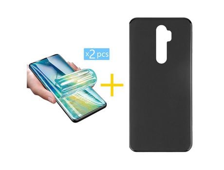 Pack 2 Películas + Funda SKYHE por Xiaomi Redmi Note 8 Pro Silicona Liso Negro