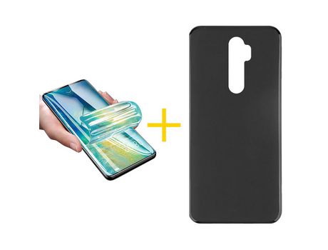 Pack 1 Película + Funda SKYHE por Xiaomi Redmi Note 8 Pro Silicona Liso Negro