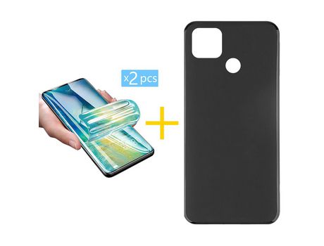 Pack 2 Películas + Funda SKYHE por Xiaomi Redmi 9C NFC Silicona Liso Negro