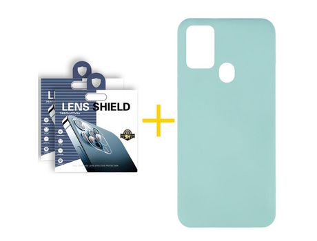 Pack 2 Películas de Cámara trasera + Funda SKYHE por Samsung Galaxy A21s Silicona Líquida Verde-Água