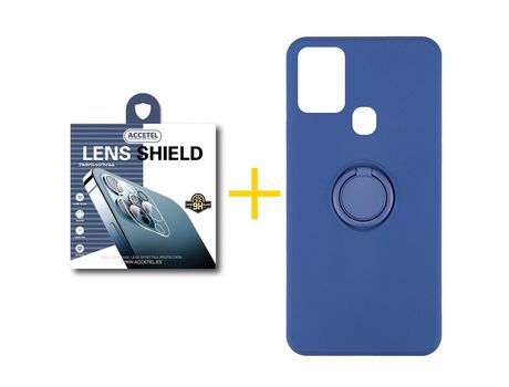 Pack 1 X Protector de Cámara trasera + Funda ACCETEL para Samsung Galaxy A21s Gel O-Ring Azul