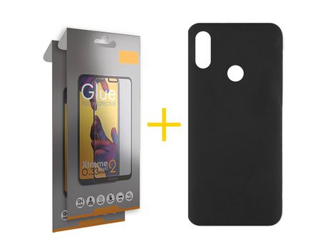 Pack 2 Películas Full + Funda SKYHE por Huawei Y6 2019 Silicona Líquida Negro